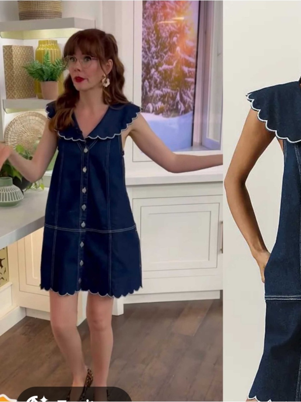 Anthropologie Pilcro Scalloped Denim Buttondown Love Dress Large NWT Nautical - Picture 7 of 15